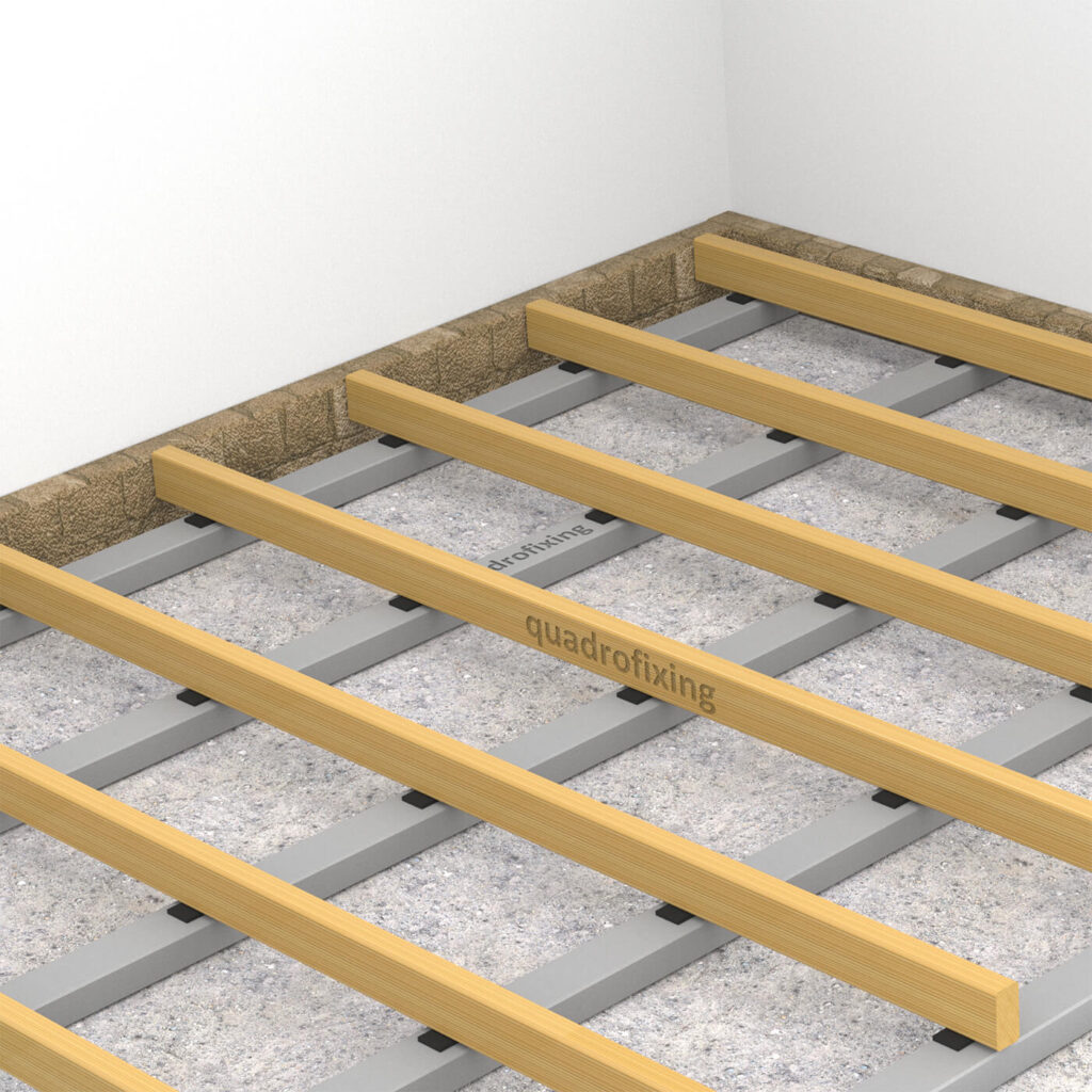 Grinzi din lemn care formează substructura terasei